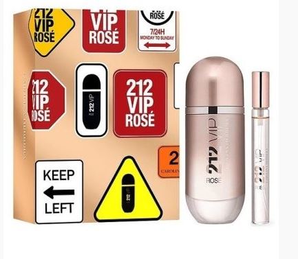 Estuche Carolina Herrera 212 Vip Rose Mujer 2pzs 80ml EDP+10ml EDP